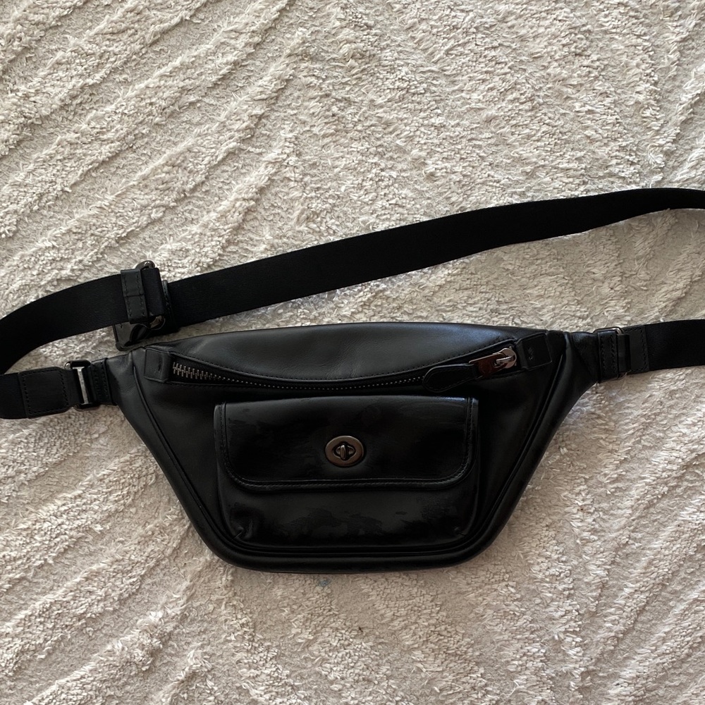 Coach Black Leather Belt Bag